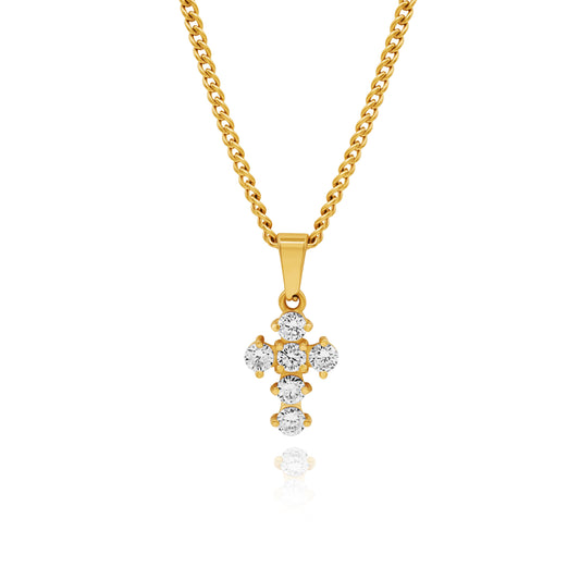 Diamond Cross Hanger - Goud